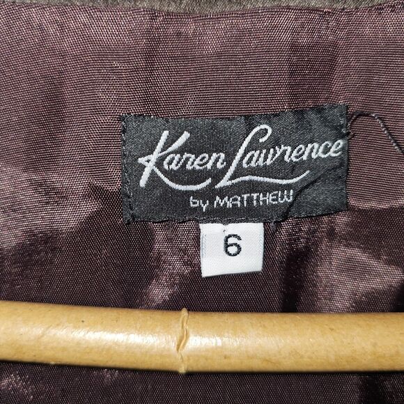 KAREN LAWRENCE BY MATTHEW DRESS Size 6 Chocolate Brown Silk/Lace Gown and Jacket - Picture 3 of 16